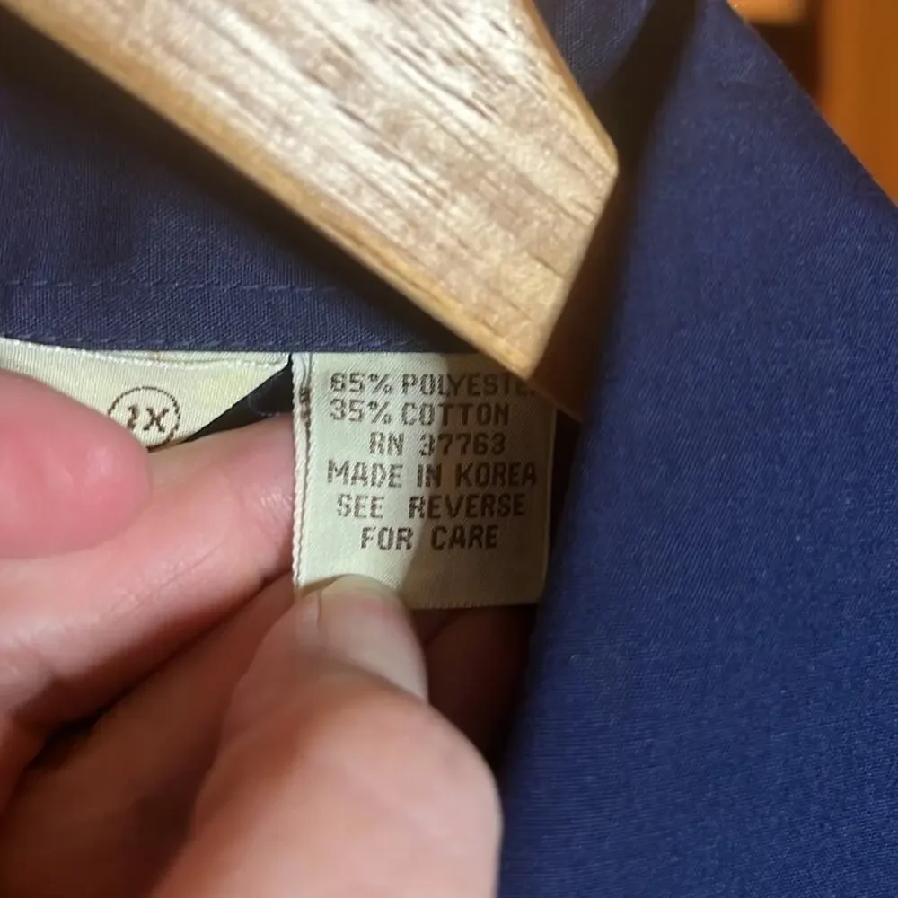 Vintage Supreme Permanent Press Work Shirt Blue Utility Button Down Korea Sz 1X - Picture 9 of 14